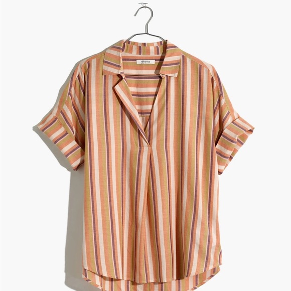Madewell Courier Button Back Shirt in Rainbow Stripe - Picture 3 of 8